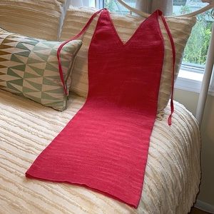 Fuchsia with Pale Yellow cotton Strapy Ties Dress